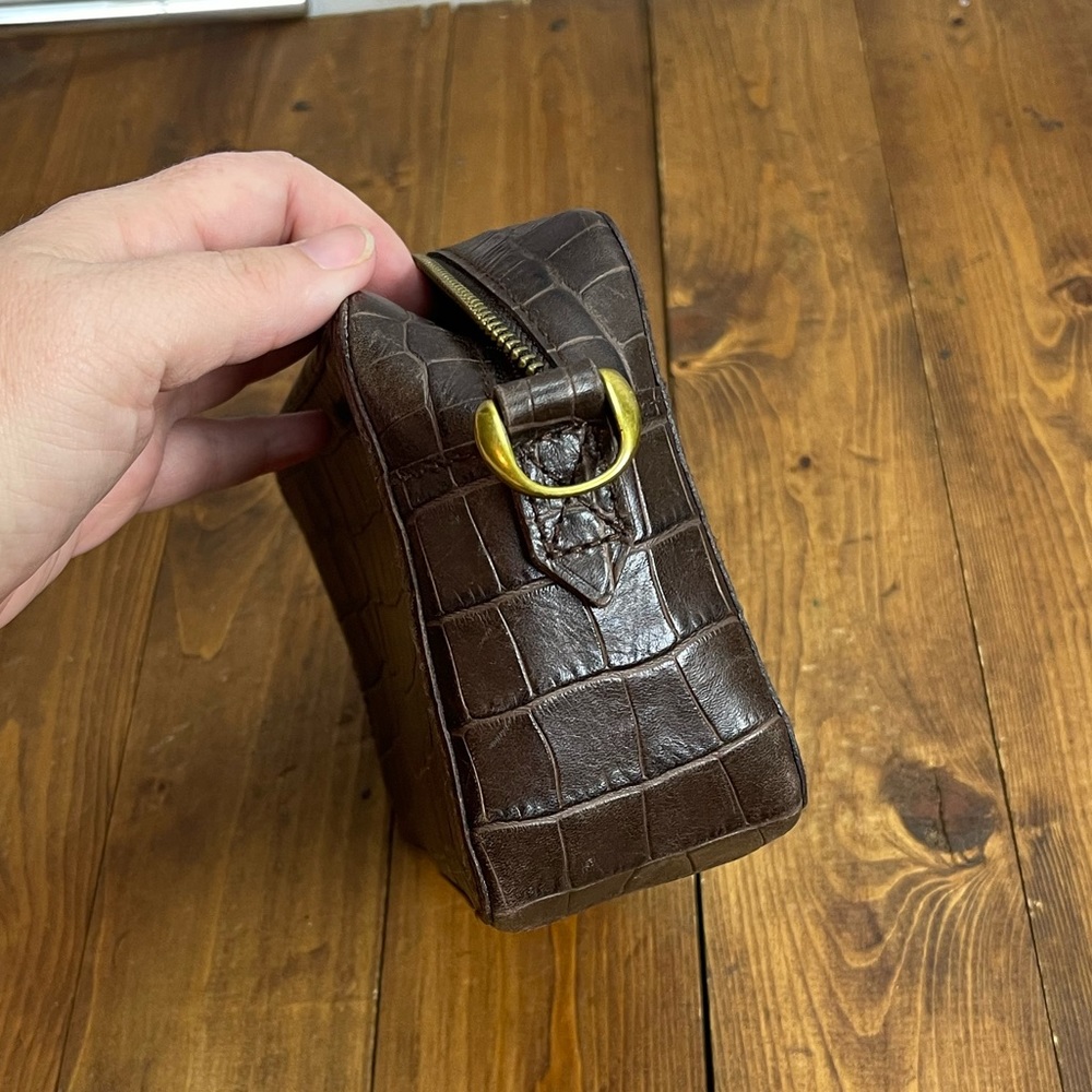 Madewell transport camera bag brown croc embossed leather **NO STRAPS** - Picture 3 of 12